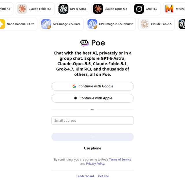 Poe 官网:一个入口使用多个 AI 模型